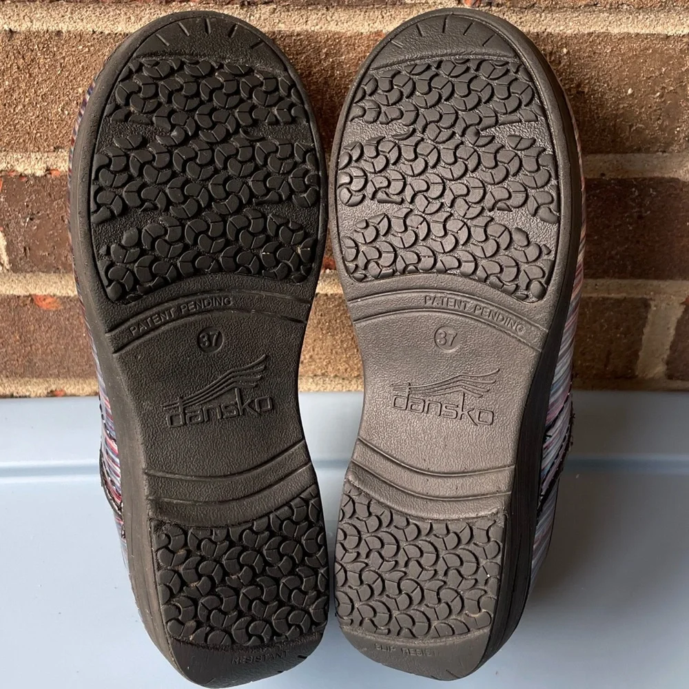 Dansko XP Patent Stripe Rainbow Clogs - Picture 8 of 8